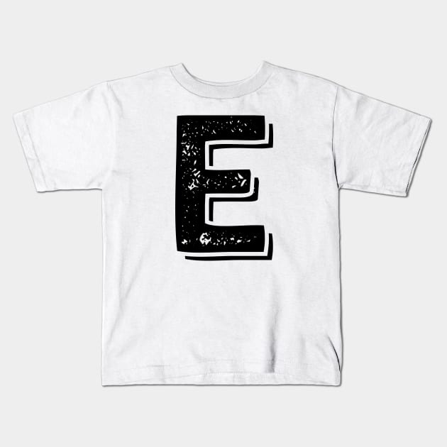 Capital Letter E Name Initial Monogram Kids T-Shirt by FTF DESIGNS